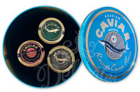 Набор из трех банок черной икры (синяя банка)